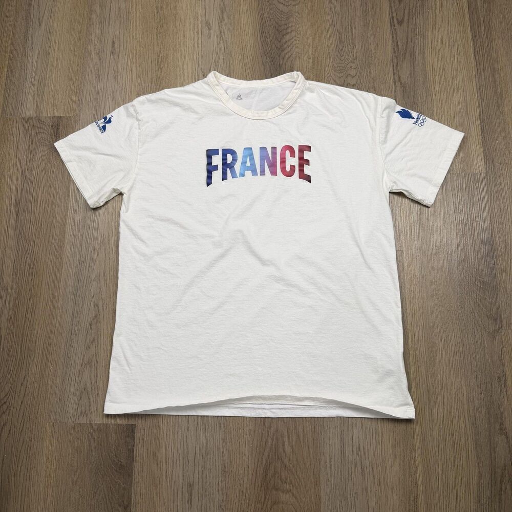 France Shirt Mens XL White Running Le Coq Sportif Olympic T-Shirt Tee France